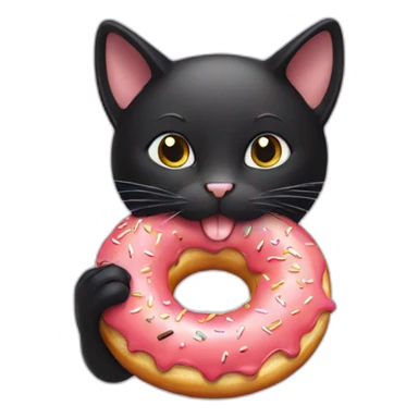 black cat eating a donut sticker