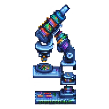 microscope with DNA pixel art sticker