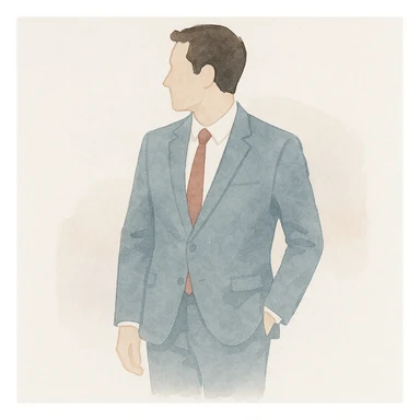 a business man turning his body, watercolor art style, suit and tie, soft background sticker