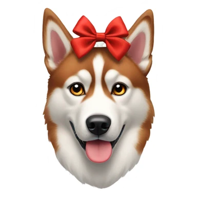 Red Siberian husky with bows on head sticker