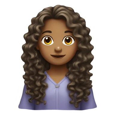 Little girl with long curly hair sticker