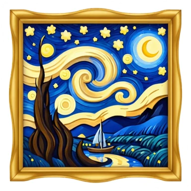 The Starry Night painting frame sticker