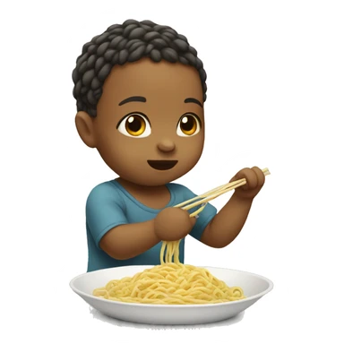 baby eating noodles sticker
