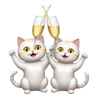 2 cats cheers-ing champagne  sticker