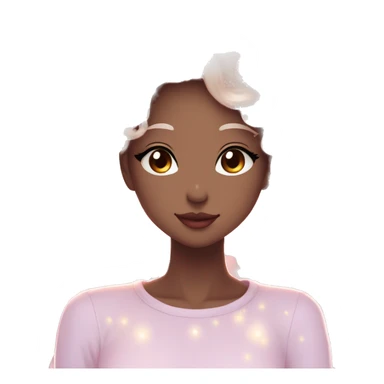 Gorgeous anime style lady blushing face dreamy idol model colorful shiny flowers kawaii pastelcore cottagecore pearly petite simplistic aesthetic trending style sticker