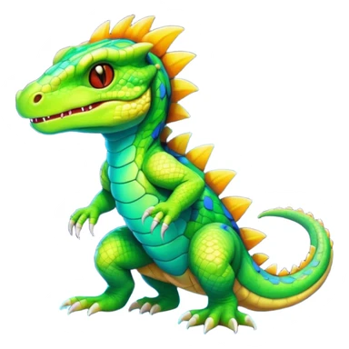 Shiny colorful neon-glowing furry reptilian-Fakémon-creature (full body) sticker