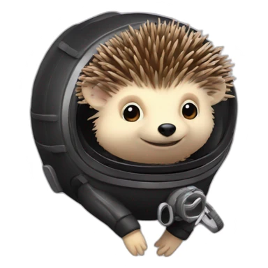 hedgehog in black rubber shiny diving suit sticker