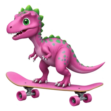 Dinosaur on a skateboard in pink  sticker