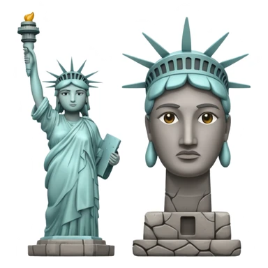 Estatua de la Libertad y estatua de moai juntas. sticker