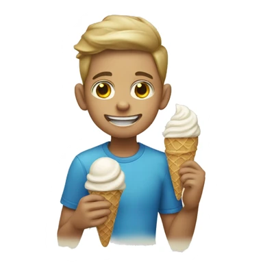 blonce boy eating an ice cream sticker