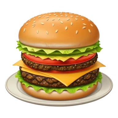 Draw a hamburger on a plate using a downward-facing camera, ensuring the object remains stationary without rotation or tilt. sticker