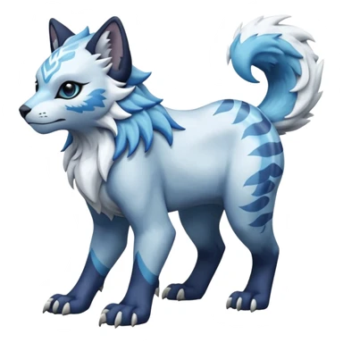 Icy scarfed glacial glistening glossy smooth soft flaky scaly furry flurry hyper-realistic cozy boreal boreal-lupus-Lunaray-Manectric-Absol-Luxray-Bobcat-Fakémon-fusion-animal-creature, full body  sticker
