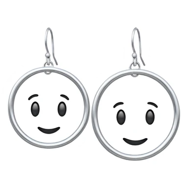 simple silver hoop earring, with a small clasp, modern emoji style sticker