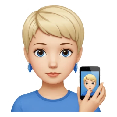white girl pixie cut and blue shirt sticker