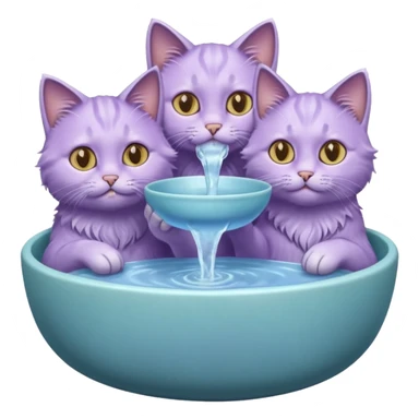 three lilac cats drinking water from a bowl sticker