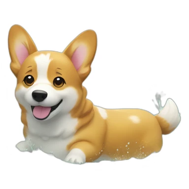 Swimming corgi water happy summer sticker