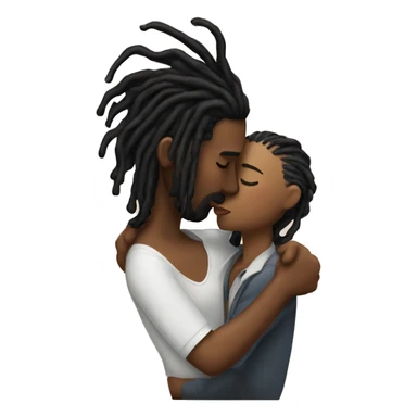 Woman kissing man with dreads sticker