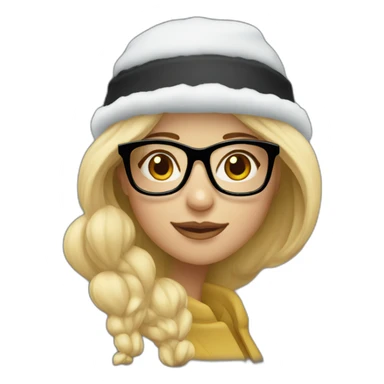 "blonde in glasses with black snow hat sticker