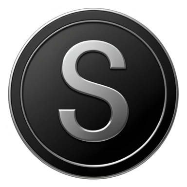 Emoji icon of a black coin with engraved number 8, minimalist style, isolated sticker