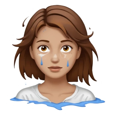 Brown hair woman, splashed white on face sticker