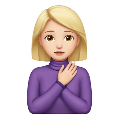 A girl putting her hands on her own neck one arm over the other sticker