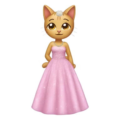una gatita con moño y un vestido de lentejuelas  sticker