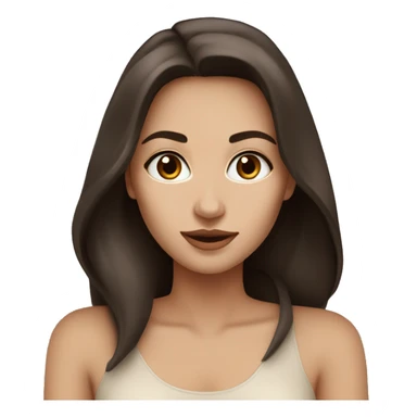 Beautiful woman, long dark brown hair, light beige skin, model sticker