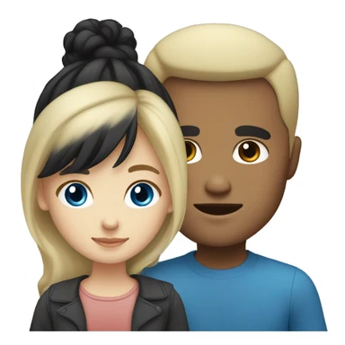 Blonde girl with blue eyes and light skinned Filipino man with black hair sticker