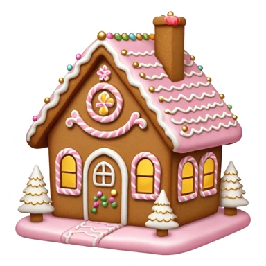light pink and gold and white gingerbread house sticker
