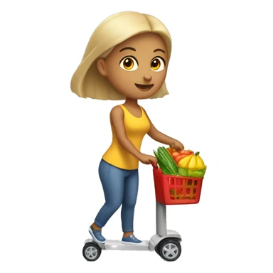 mujer con carro de supemercado lleno a tope de diferentes productos  sticker