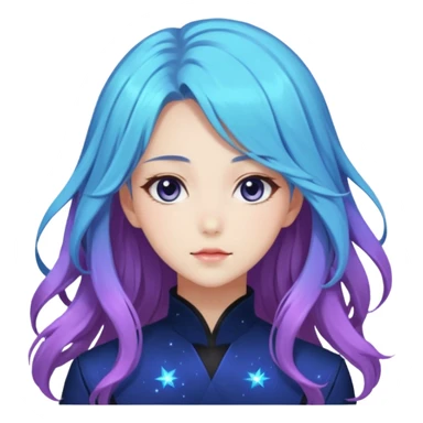 Beautiful gorgeous anime lady with long beautiful nebula hair, fashion aesthetic  sticker