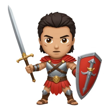 Gladiator with dark hair and dual swords sticker