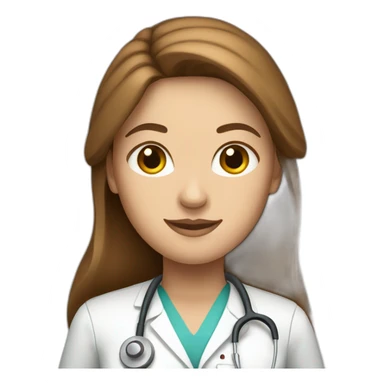 White nurse woman with long brown hair sticker