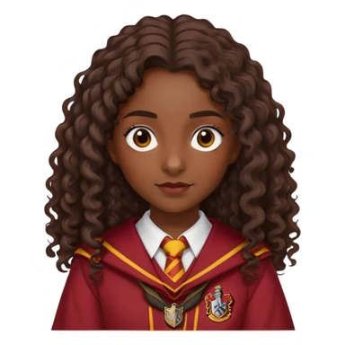 Alicia Spinnet in harry potter, wear hogwarts gryfindor uniform, long, dark, curly or wavy hair, dark skin sticker