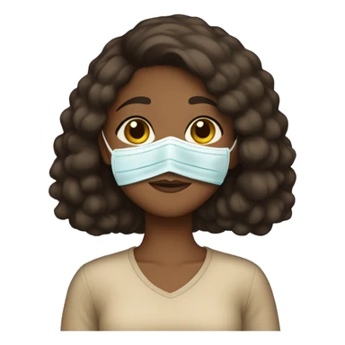a brown girl wearing a face mask  sticker