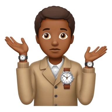 African American shrugging with watch on  sticker