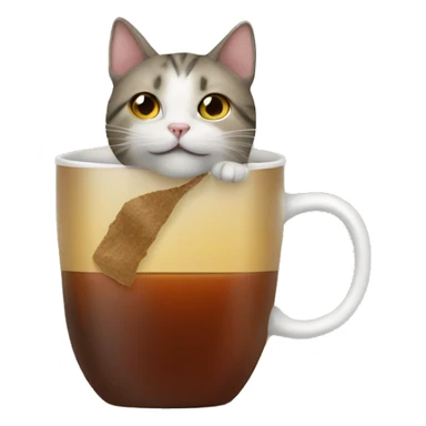 Cat with tea bag sticker