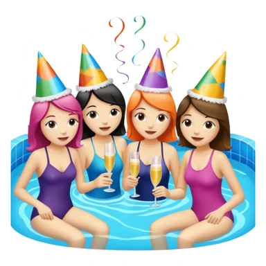 swimming party with girls sticker
