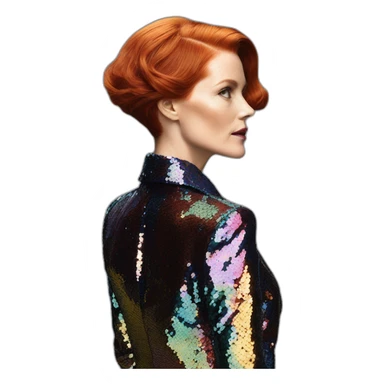 Audrey fleurot hair on the back multicolored sequined suit sticker