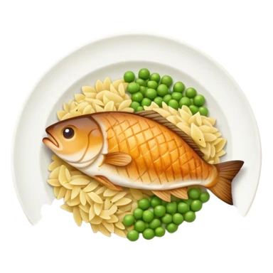 Fish filet with orzo peas and potato sticker