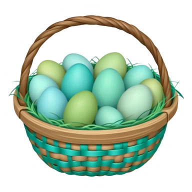 Easter basket filled with light green and turquoise colored eggs sticker