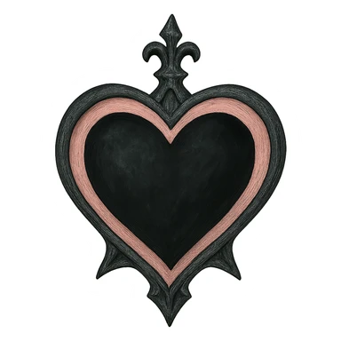 gothic heart, black and pink, ghibli style sticker