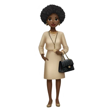 Black hair chanel dark skin Girl with Birkin bag and Chanel necklace sticker