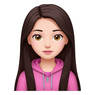 Azzyland with dark brown long hair, pink outfit sticker