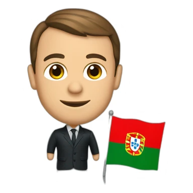 Macron with a flag of portugal sticker