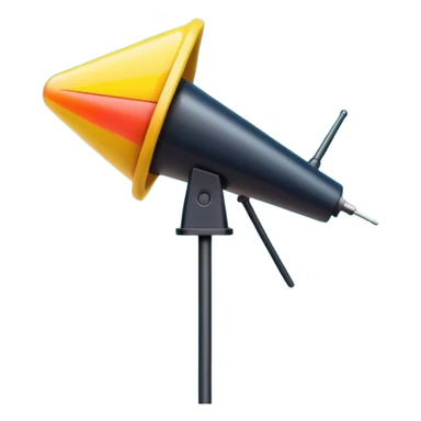 Minimalist emoji-style sticker of an old-school antenna with distorted, glitched signal waves. Clean icon style. sticker