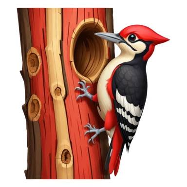 A colorful woodpecker tapping on a tall tree. sticker