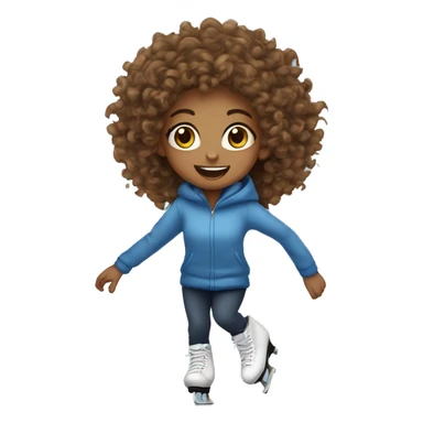 curly girl skating on rink sticker