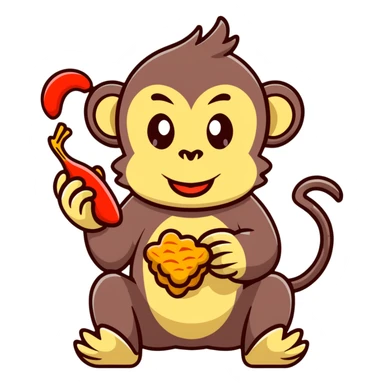 Monkey eating fried chicken sticker