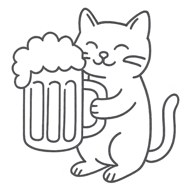 cat holding a giant beer mug sticker
